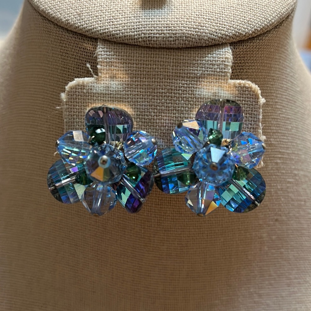 Vintage AB Beaded Vendome Earrings